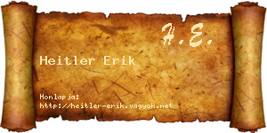 Heitler Erik névjegykártya